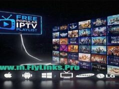 Free Popular IPTV Playlist: M3U New Update 28.11.2025 Modern living room setup with a smart TV displaying a free popular IPTV playlist interface with various channel logos.