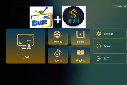 Xtream Codes IPTV with BLUE 4k & SHAFAK TV in 2025 Streaming service interface with logos Xtream Codes